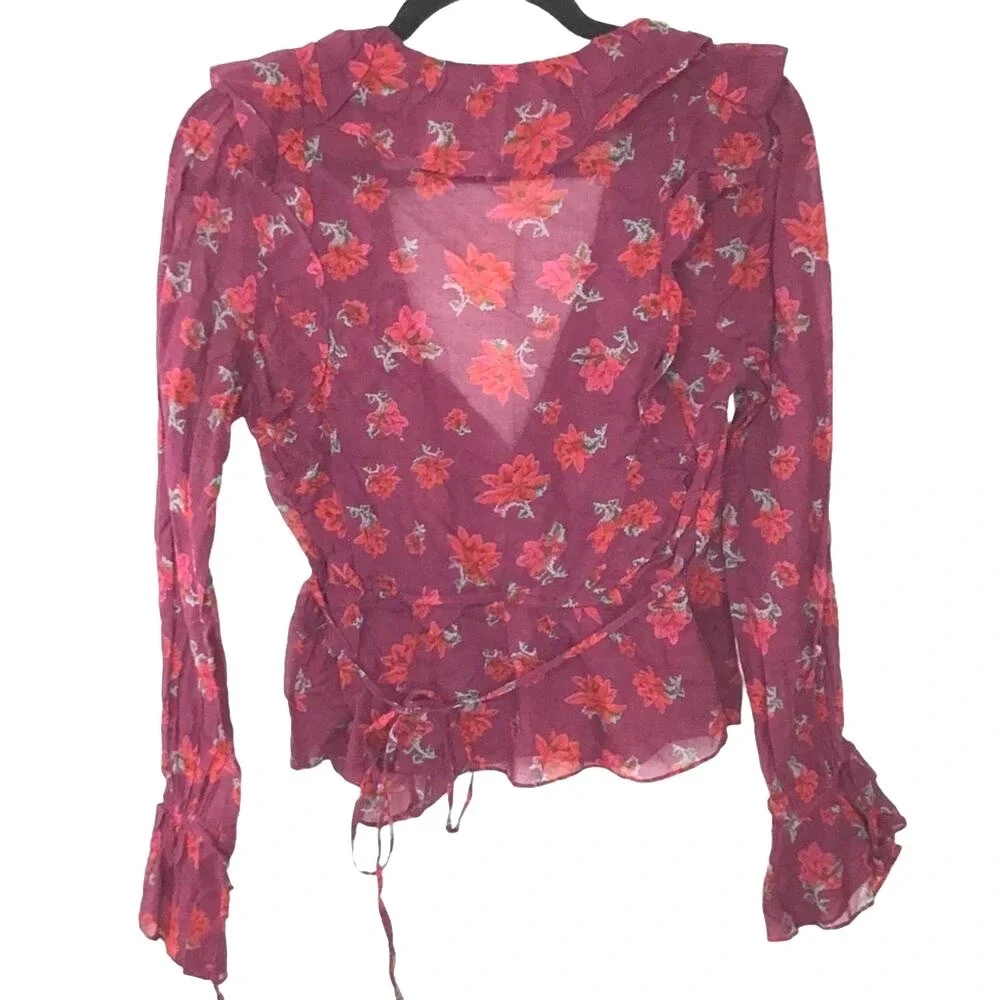 Free People Amanda Ruffle Top wrap‎ XS NEW